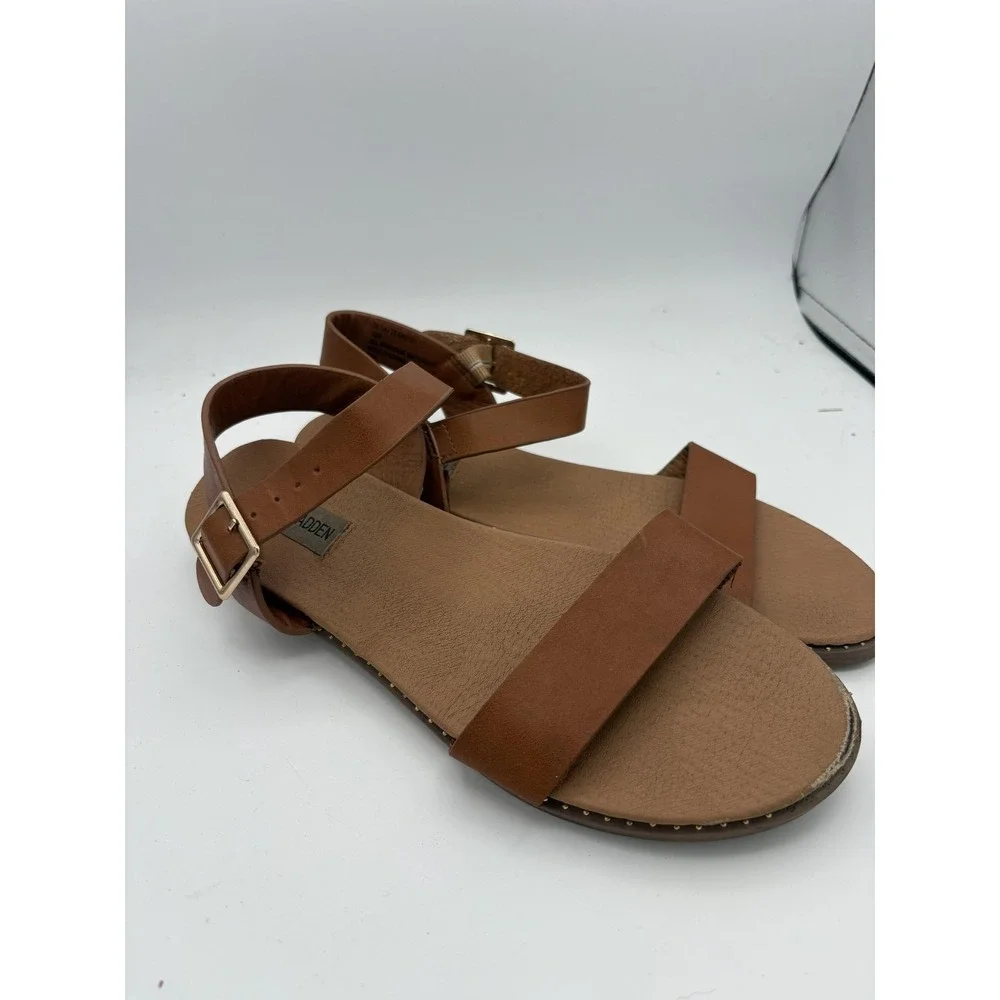 Steve Madden‎ Shoes Womens Size 10 Brown Tesa Strappy Sandals Ankle Strap Flat